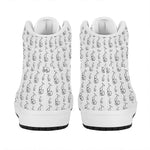 White And Black Stethoscope Print High Top Leather Sneakers