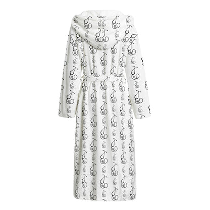 White And Black Stethoscope Print Hooded Bathrobe