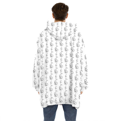 White And Black Stethoscope Print Hoodie Blanket