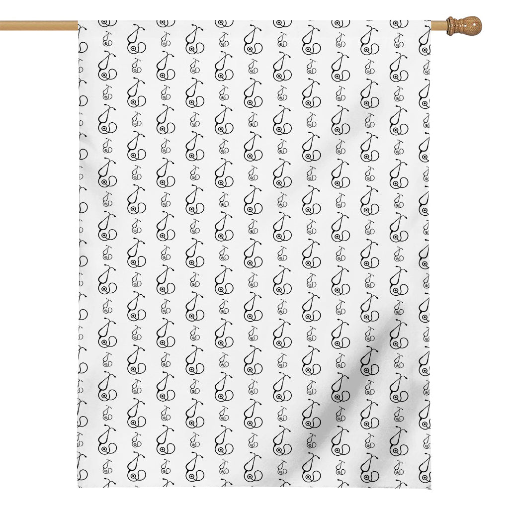 White And Black Stethoscope Print House Flag