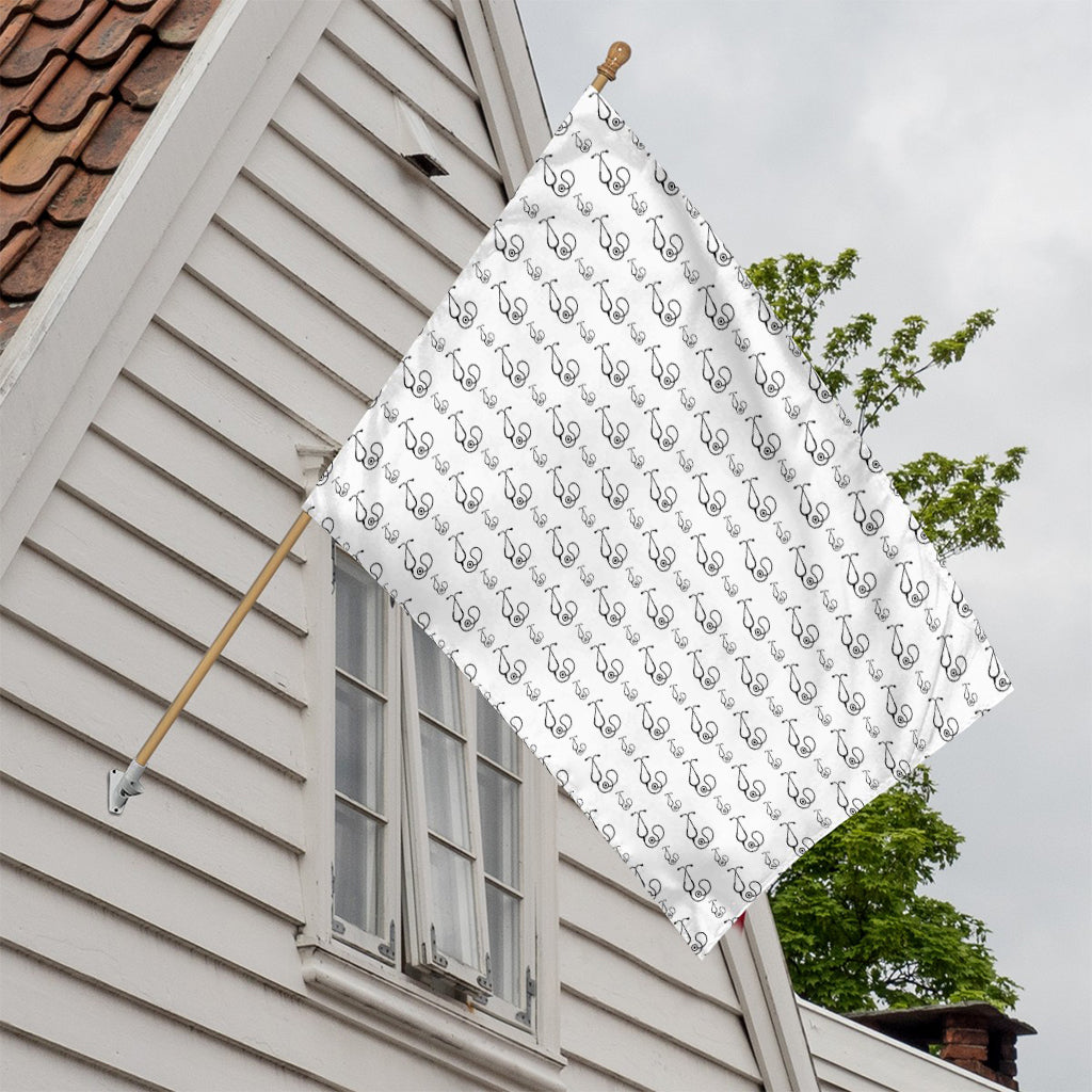 White And Black Stethoscope Print House Flag