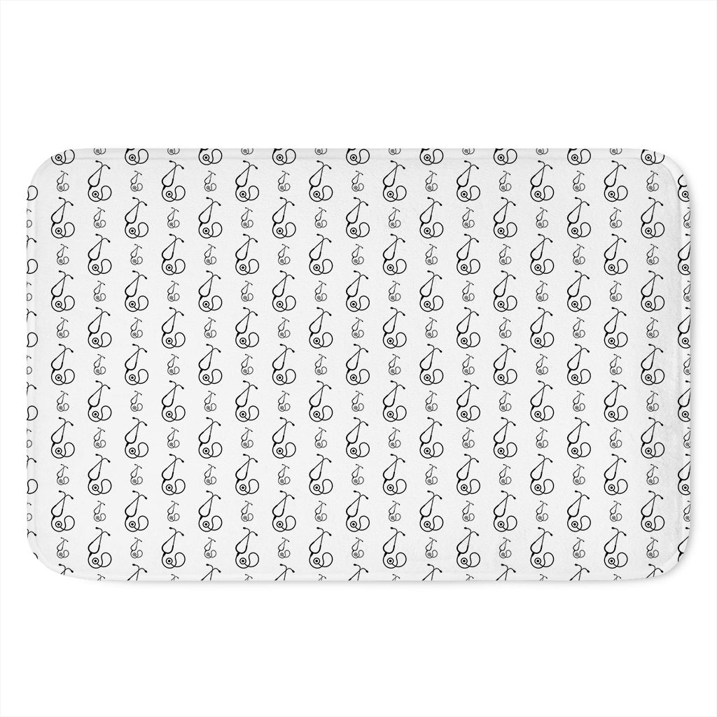 White And Black Stethoscope Print Indoor Door Mat