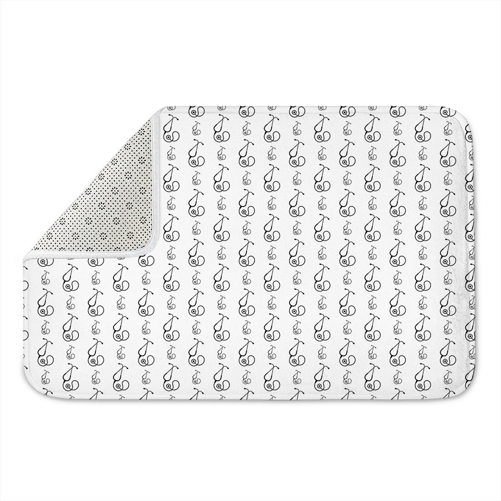 White And Black Stethoscope Print Indoor Door Mat