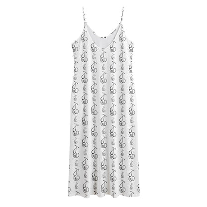 White And Black Stethoscope Print Jersey Midi Cami Dress