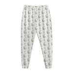 White And Black Stethoscope Print Jogger Pants