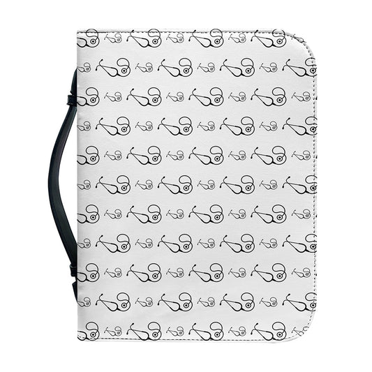 White And Black Stethoscope Print Leather Bible Cover
