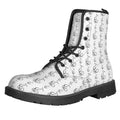 White And Black Stethoscope Print Lace-Up Boots