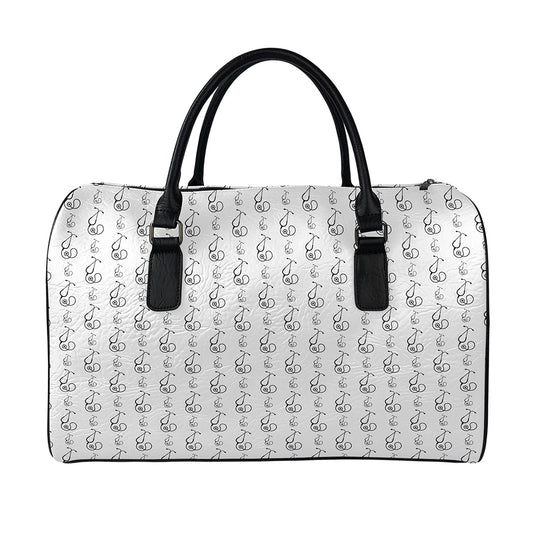 White And Black Stethoscope Print Leather Duffle Bag