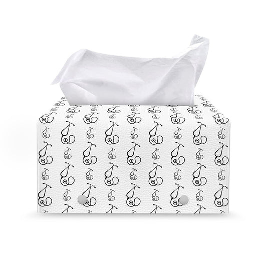 White And Black Stethoscope Print Leather Tissue Box Cover