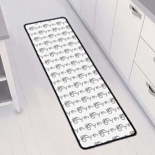 White And Black Stethoscope Print Long Kitchen Mat