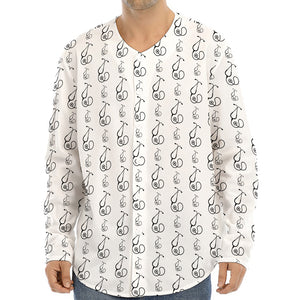 White And Black Stethoscope Print Long Sleeve Baseball Jersey