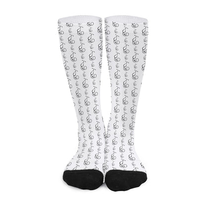 White And Black Stethoscope Print Long Socks