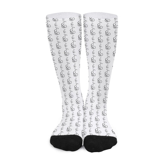 White And Black Stethoscope Print Long Socks