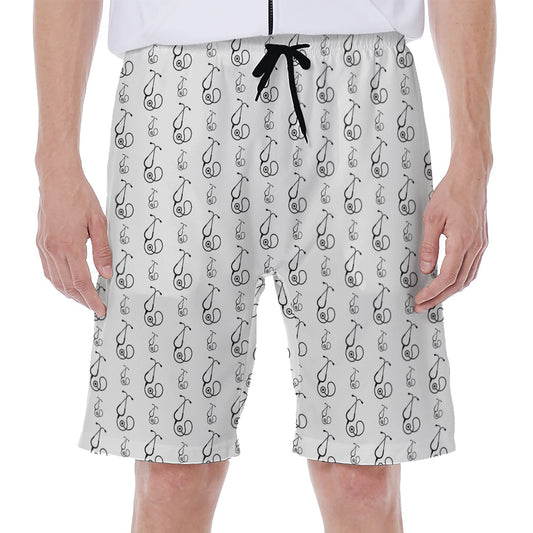 White And Black Stethoscope Print Men's Beach Shorts
