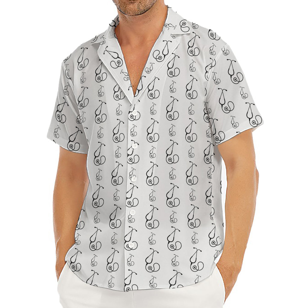 White And Black Stethoscope Print Men's Deep V-Neck Shirt
