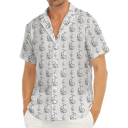 White And Black Stethoscope Print Men's Deep V-Neck Shirt