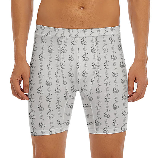 White And Black Stethoscope Print Men's Long Boxer Briefs