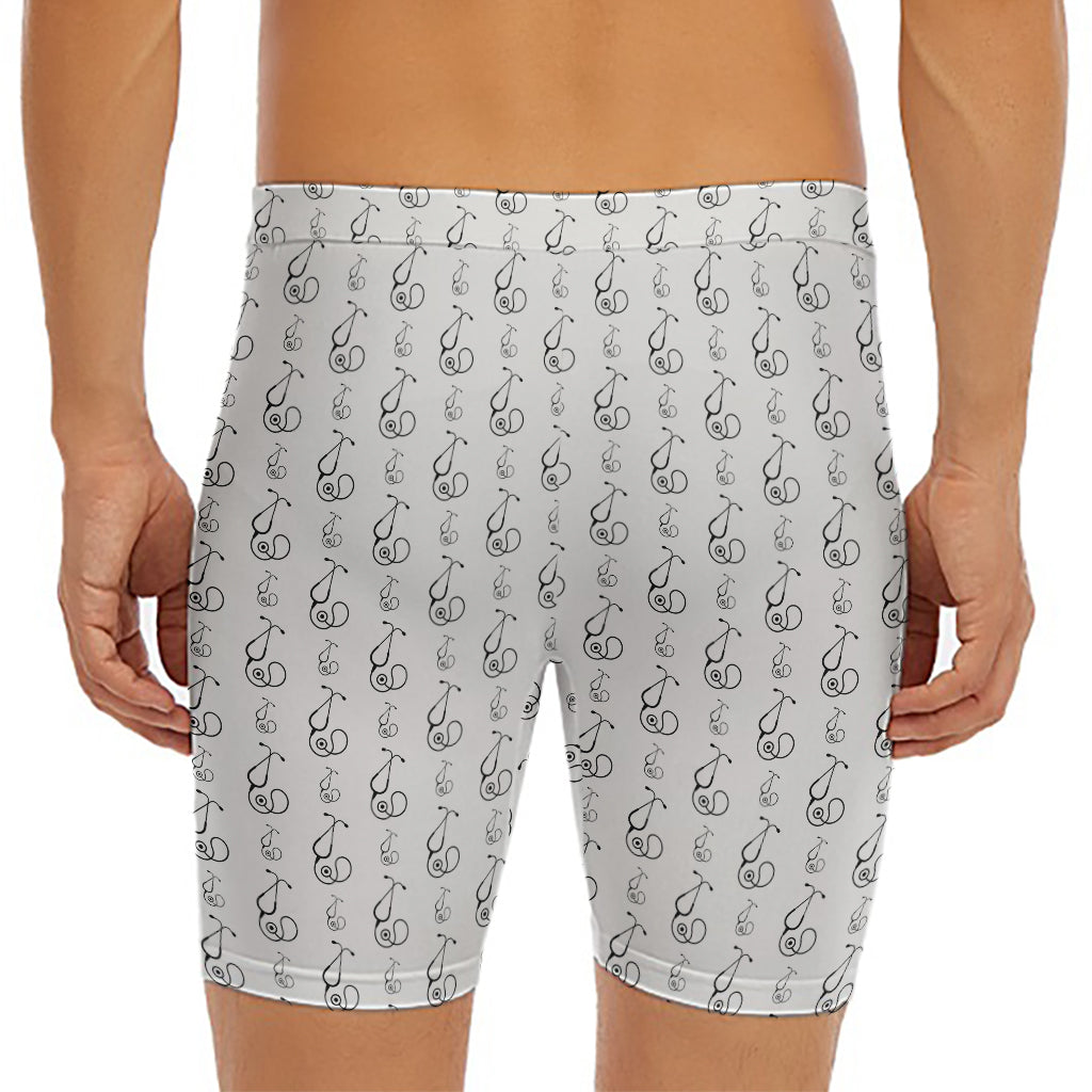 White And Black Stethoscope Print Men's Long Boxer Briefs