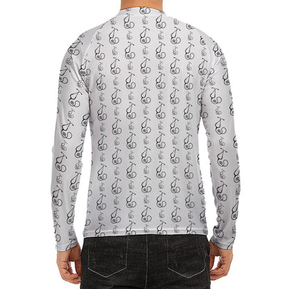 White And Black Stethoscope Print Men's Long Sleeve Rash Guard