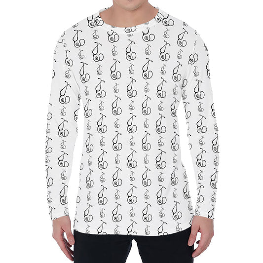 White And Black Stethoscope Print Men's Long Sleeve T-Shirt