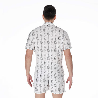 White And Black Stethoscope Print Men's Rompers