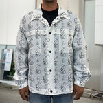 White And Black Stethoscope Print Men's Shirt Jacket