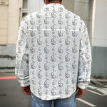 White And Black Stethoscope Print Men's Shirt Jacket