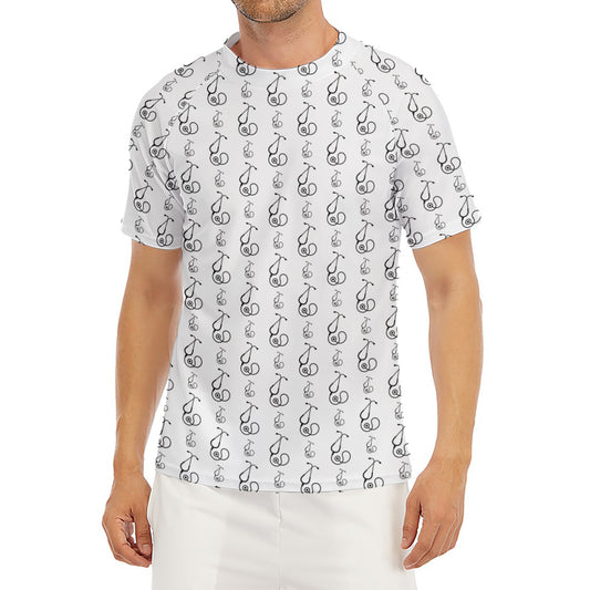 White And Black Stethoscope Print Men's Short Sleeve Rash Guard