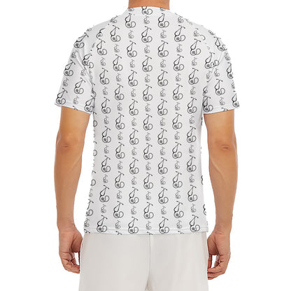White And Black Stethoscope Print Men's Short Sleeve Rash Guard