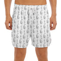 White And Black Stethoscope Print Men's Split Running Shorts