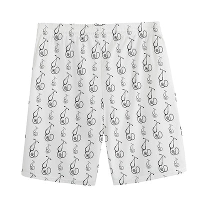 White And Black Stethoscope Print Men's Sports Shorts