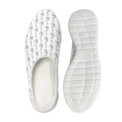 White And Black Stethoscope Print Mesh Casual Shoes