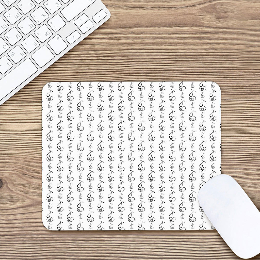 White And Black Stethoscope Print Mouse Pad