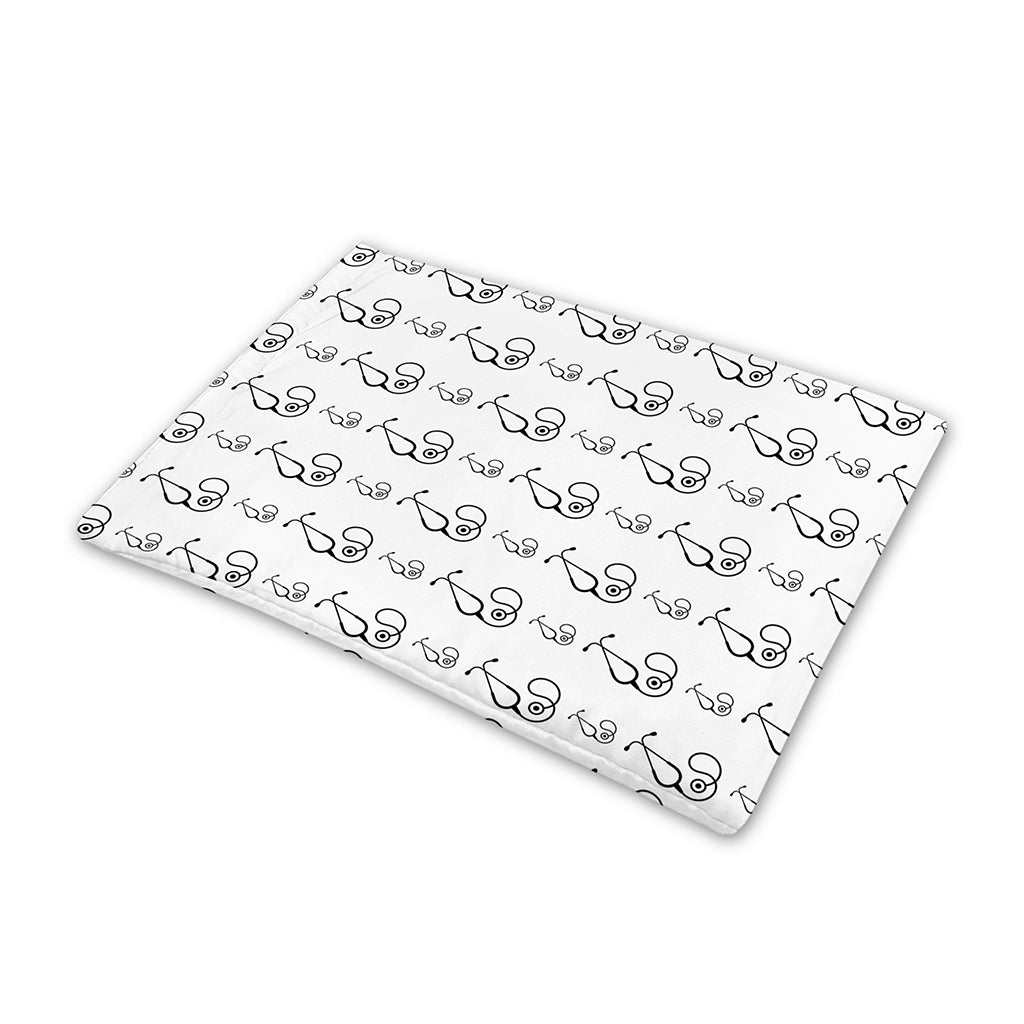White And Black Stethoscope Print Pet Cooling Mat Cover