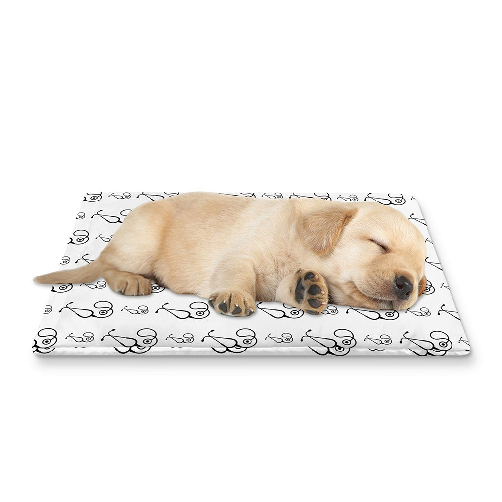 White And Black Stethoscope Print Pet Cooling Mat Cover
