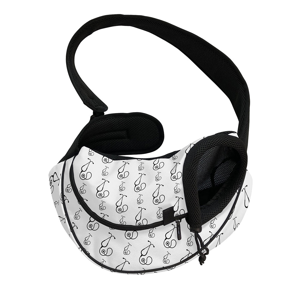 White And Black Stethoscope Print Pet Sling Carrier
