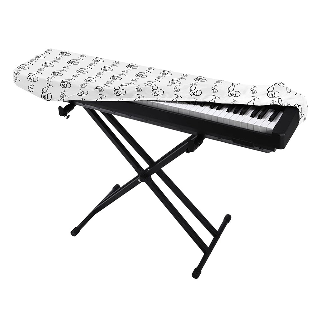 White And Black Stethoscope Print Piano Keyboard Cover
