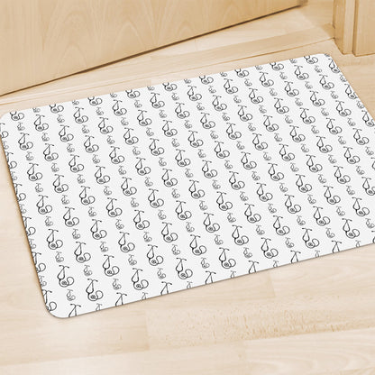 White And Black Stethoscope Print Polyester Doormat