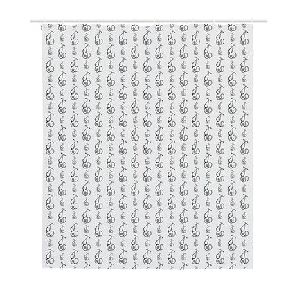 White And Black Stethoscope Print Polyester Shower Curtain