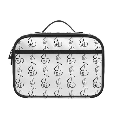 White And Black Stethoscope Print Portable Lunch Bag