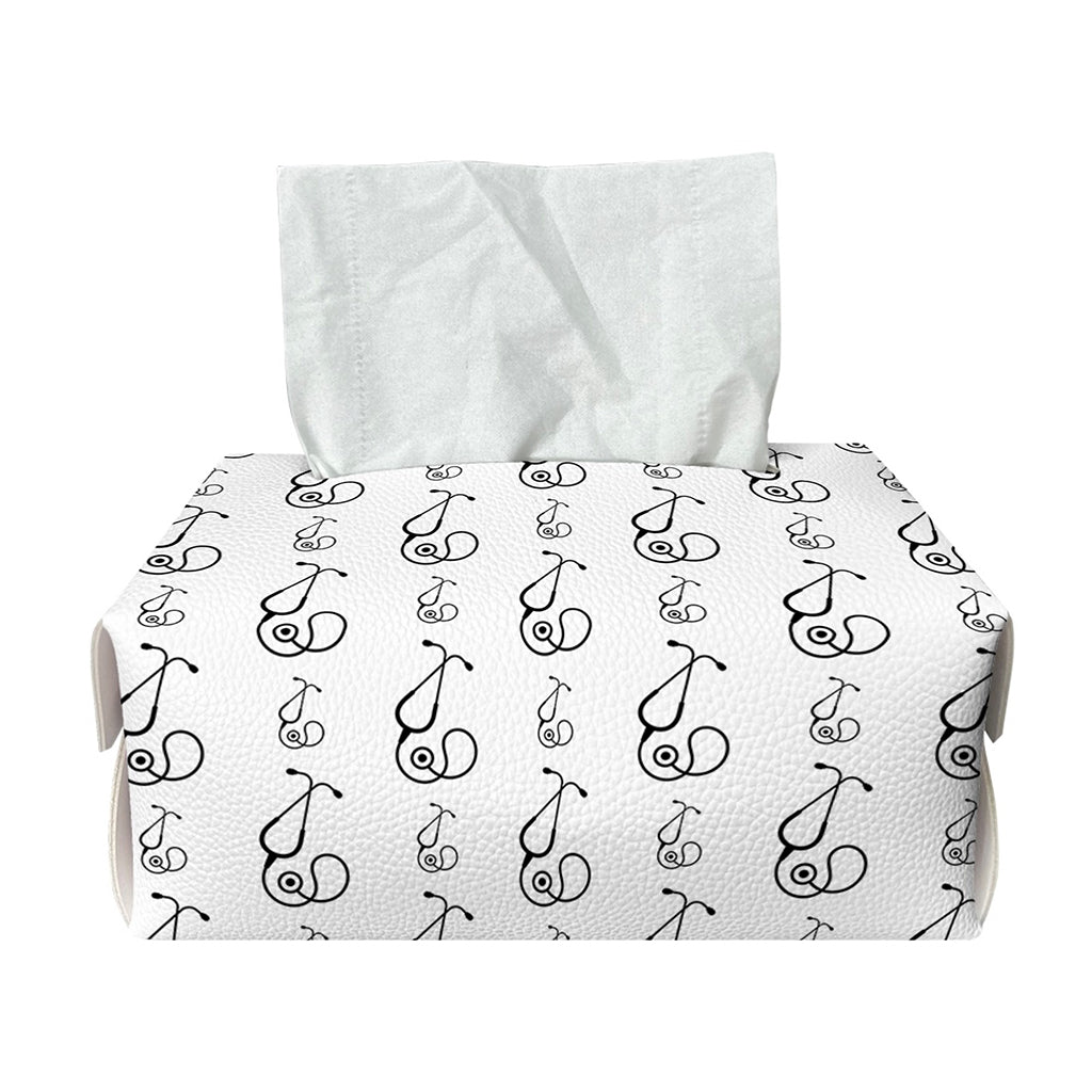 White And Black Stethoscope Print Rectangle Tissue Box Cover
