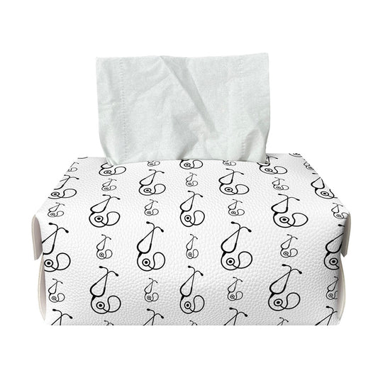 White And Black Stethoscope Print Rectangle Tissue Box Cover