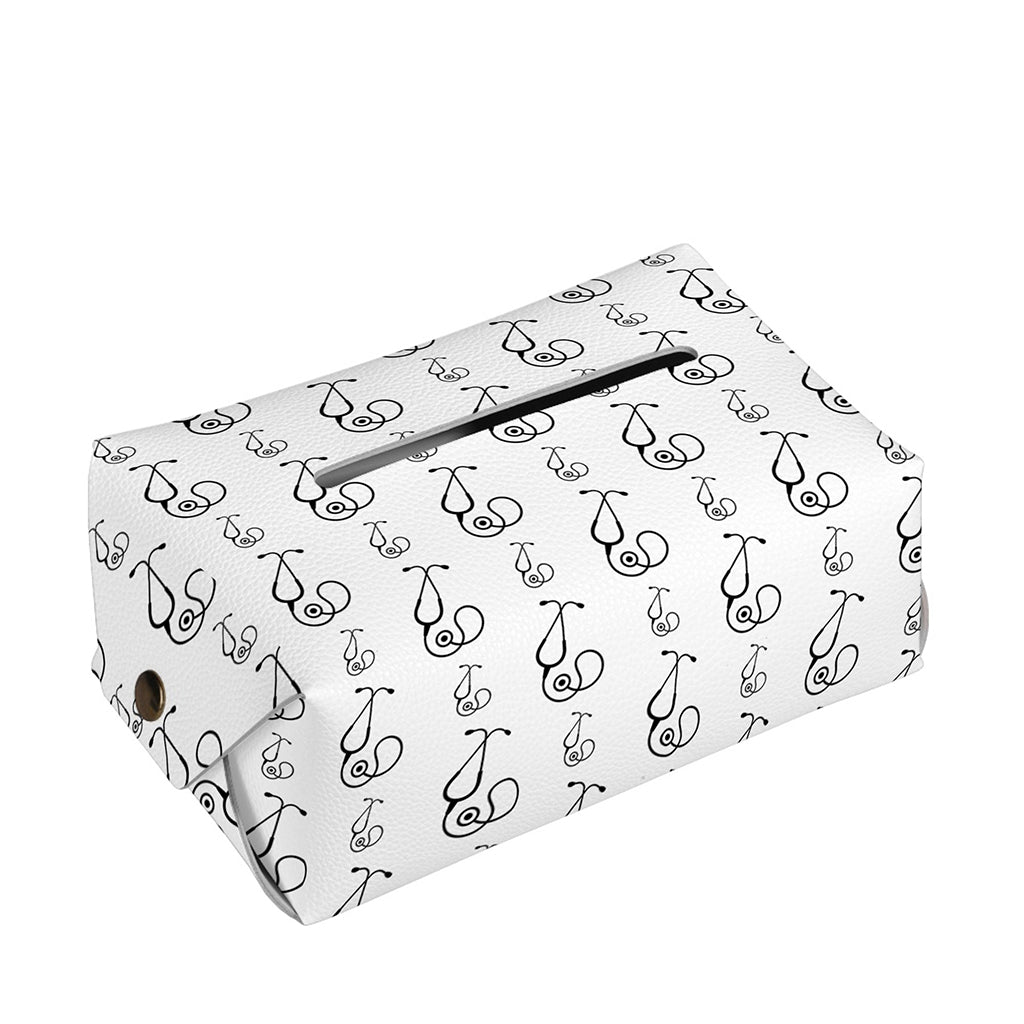 White And Black Stethoscope Print Rectangle Tissue Box Cover