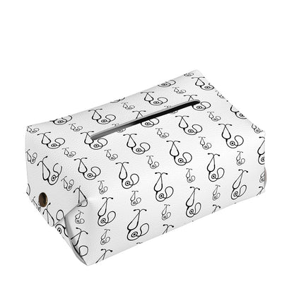 White And Black Stethoscope Print Rectangle Tissue Box Cover