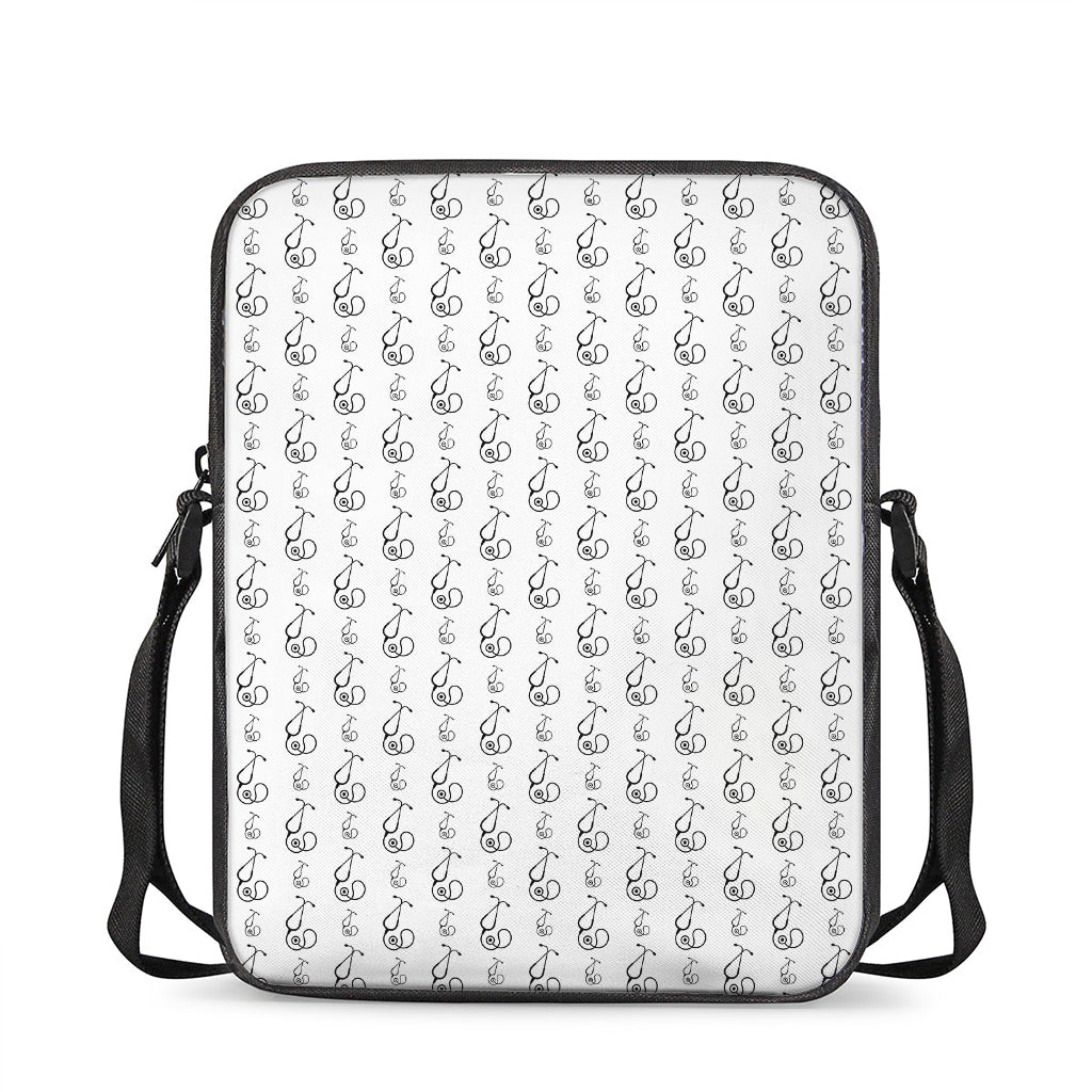 White And Black Stethoscope Print Rectangular Crossbody Bag