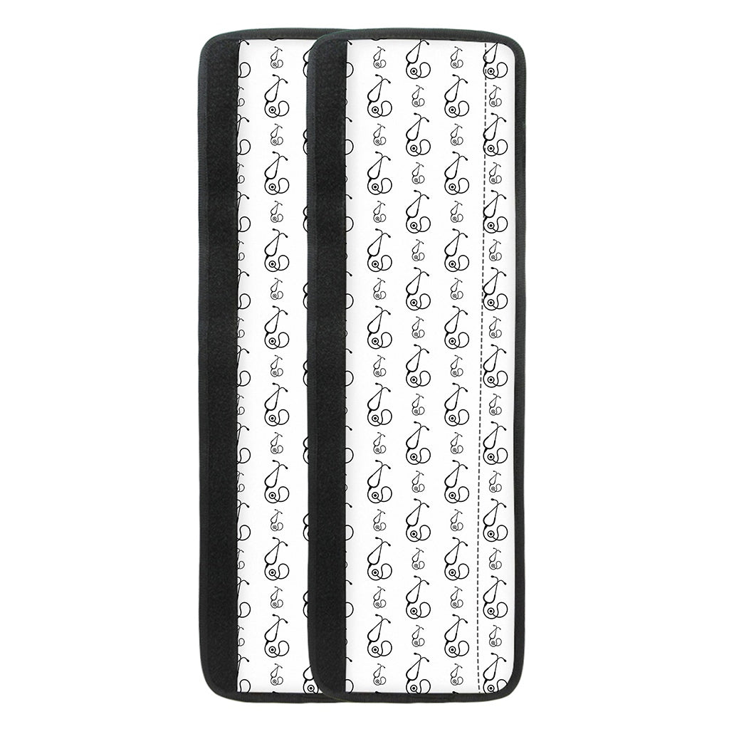 White And Black Stethoscope Print Refrigerator Handle Covers