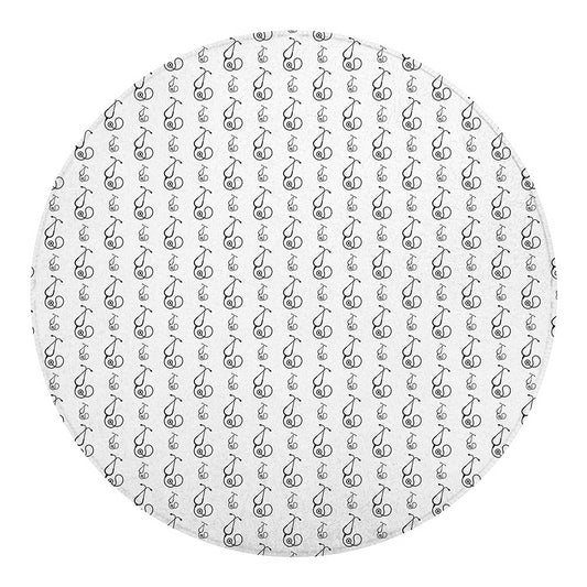 White And Black Stethoscope Print Round Blanket