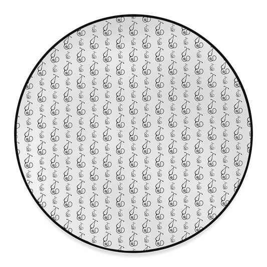 White And Black Stethoscope Print Round Floor Mat