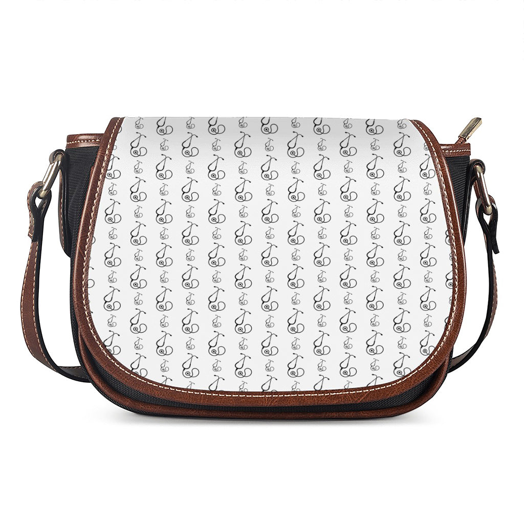 White And Black Stethoscope Print Saddle Bag