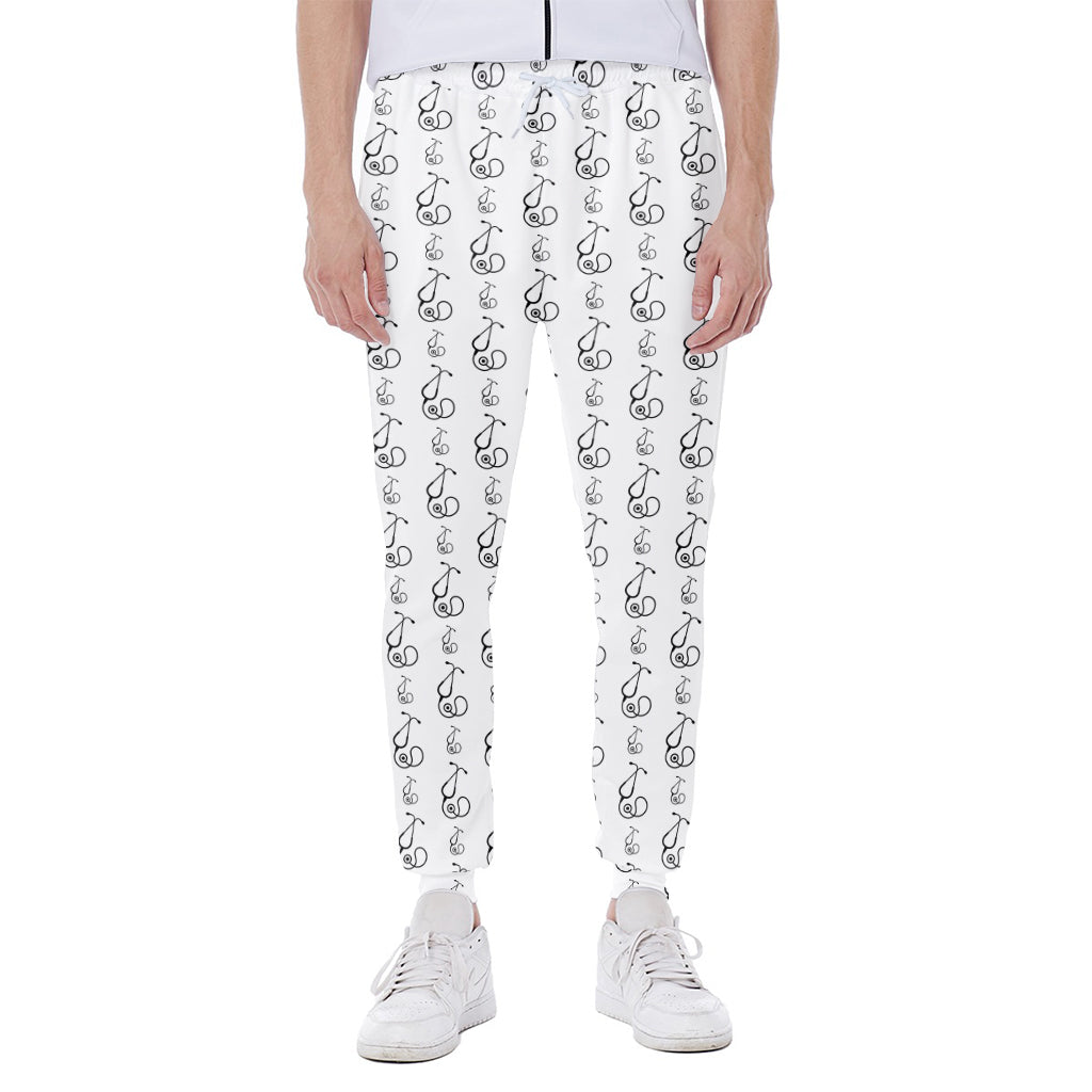 White And Black Stethoscope Print Scuba Joggers